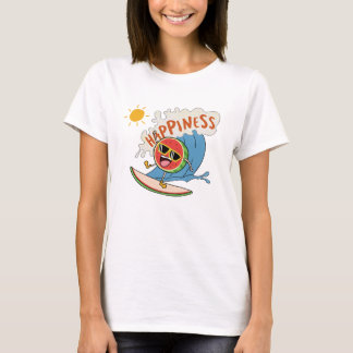 Camiseta Divertida de Melancia Surfando – Vibraçõe