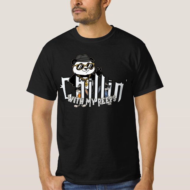 Camiseta Divertida de Panda 'Relaxando com Meus Am (Frente)