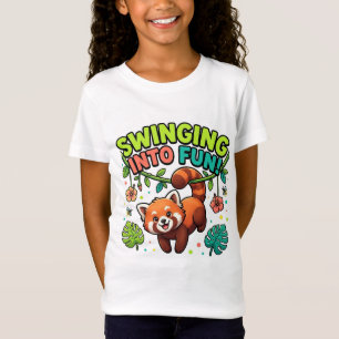 Camiseta Divertida de Panda Vermelho Fofo Crianç