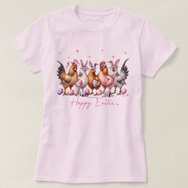 Camiseta Divertida de Páscoa – Coelhinhos de Galin (Frente do Design)