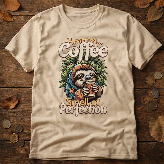 Camiseta Divertida de Preguiça que Bebe Café (Criador carregado)