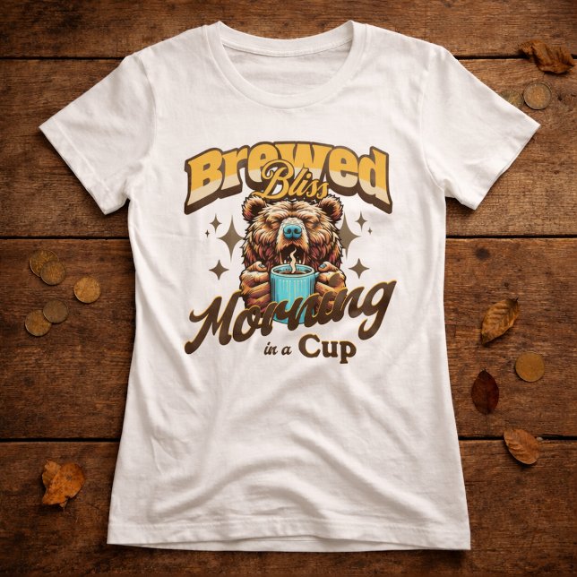 Camiseta Divertida de Urso Beber Café (Criador carregado)