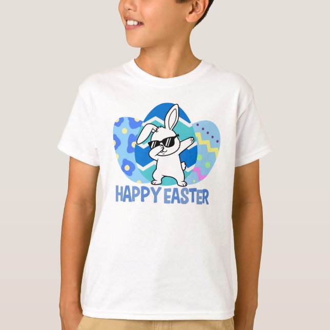 Camiseta Divertida do Coelho Dabbing Feliz Páscoa (Frente)