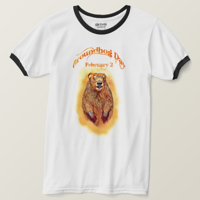 Camiseta Divertida do Dia da Marmota pelo Artista (Frente do Design)