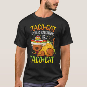 Camiseta Divertida Gato Taco Escrito ao Contrário