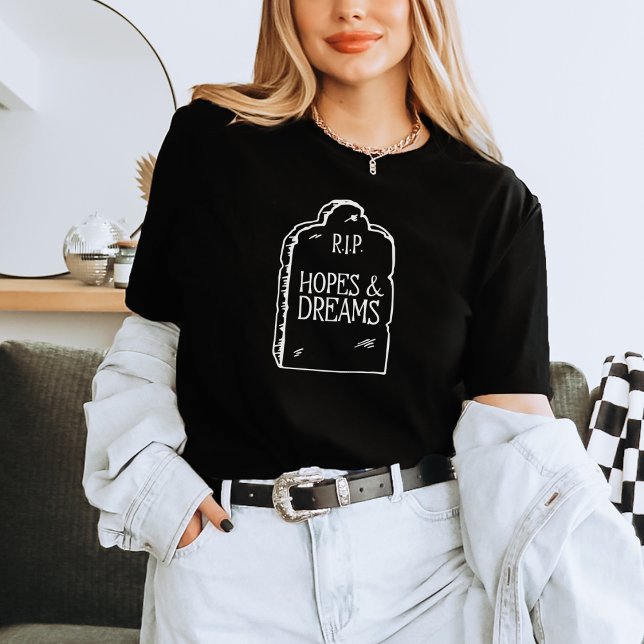 Camiseta Divertida Humor Negro RIP Esperanças e So (Criador carregado)