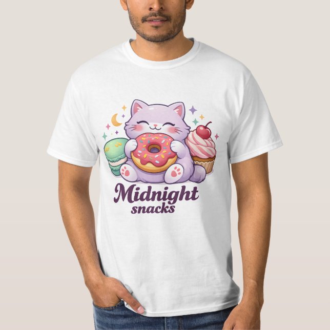 Camiseta Divertida Kawaii Gato Roxo (Frente)