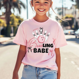 Camiseta Divertida MOÇA de BOLiche Laços Rosa de Aniversári