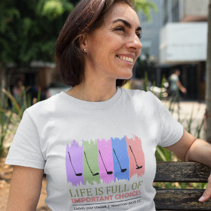 Camiseta divertida "Opções importantes" para mulhe