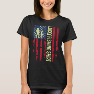 Camiseta Divertida Patriótica Sorte na Pesca Para