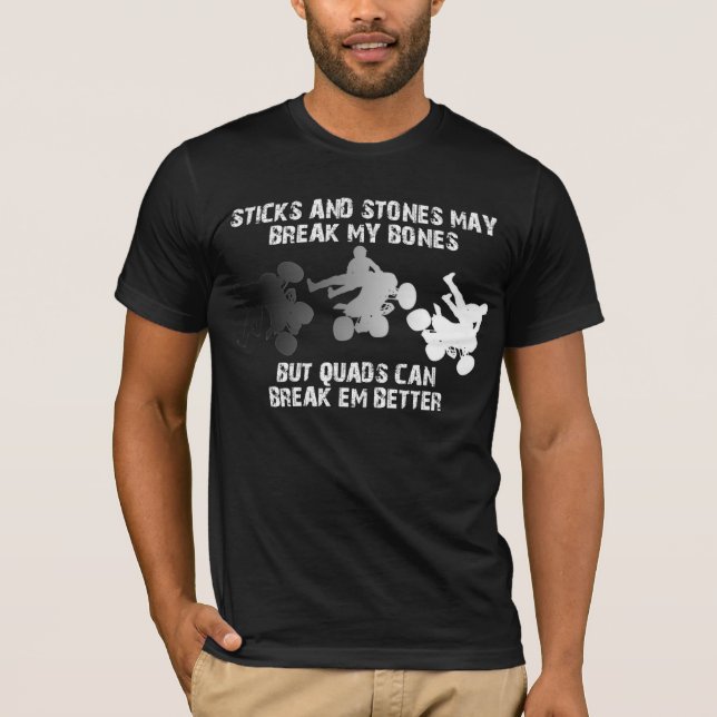 Camiseta Divertida Quad ATV Sticks And Stones (Frente)