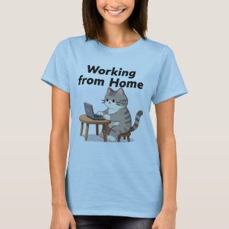Camiseta Divertida Senhora dos Gatos Louca Trabalhando de C