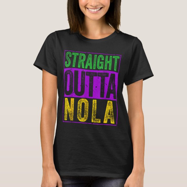 Camiseta Divertida Straight Outta Nola Nova Orlean (Frente)