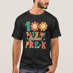 Camiseta Divertido 100 Dias De Escola Pré K Professor Aluno
