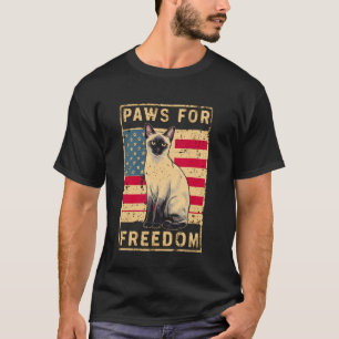 Camiseta Divertido 4 De Julho Amante De Gato Siames America