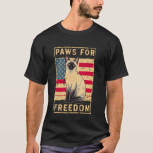 Camiseta Divertido 4 De Julho Amante De Gato Siamesa Patrio
