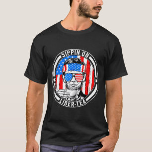 Camiseta Divertido 4 de julho bebendo liber-chá liberdade E