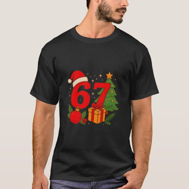 Camiseta Divertido 67 Natal 6 7 Seis Sete Meme 6 7 Combinan (Frente)
