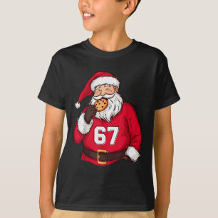 Camiseta Divertido 6 7 Meme Brainrot Papai Noel Para Menino