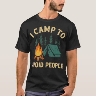Camiseta Divertido Acampamento Eu Acampo Para Evitar Pessoa