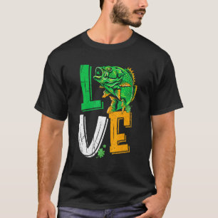 Camiseta Divertido Amor Retro Pesca Pescador Dia de São Pat