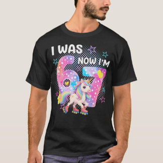 Camiseta Divertido Aniversário De 7 Anos Unicórnio Rolante 
