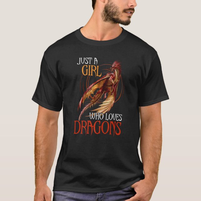 Camiseta Divertido Apenas Uma Menina Que Ama Dragões Mulher (Frente)