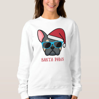 Camiseta Divertido Azul Bege Frenchie Papai Noel Patas Nata