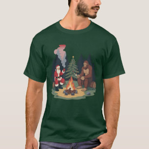 Camiseta Divertido Bigfoot Natal Papai Noel Sasquatch Acamp