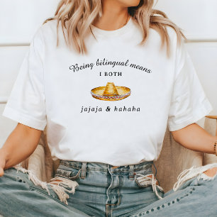 Camiseta Divertido Bilíngue   Jajaja & Hahaha Espanhol Ingl