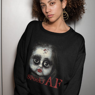 Camiseta Divertido Bonitão AF Gótico assustador Doll Face H