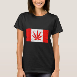 Camiseta Divertido Canadá & Folha de Maconha! Nova Bandeira