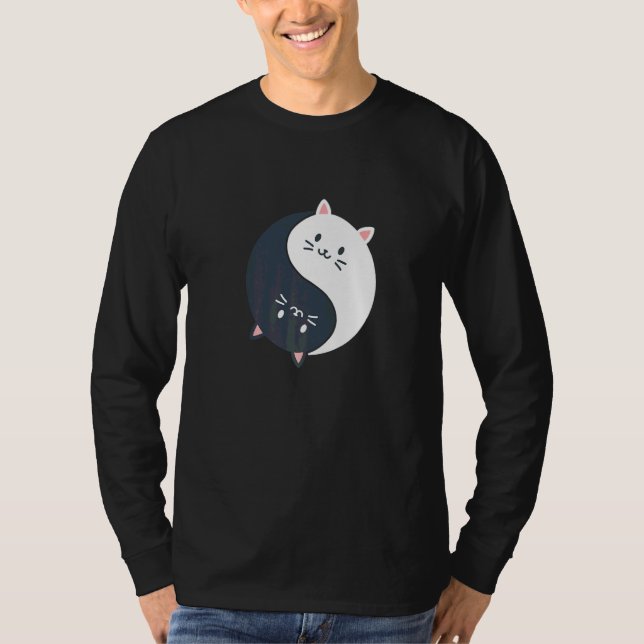 Camiseta Divertido Cat Yin E Yang (Frente)