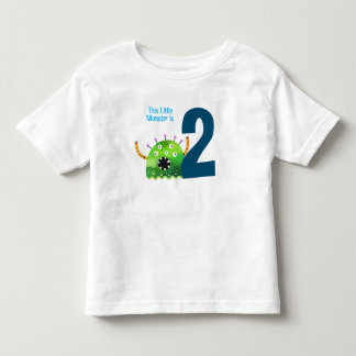 Camiseta Divertido colorido meu segundo aniversário monstro