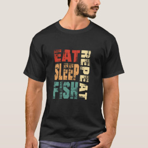 Camiseta Divertido Comer Dormir Pescaria Repetir Diversão P