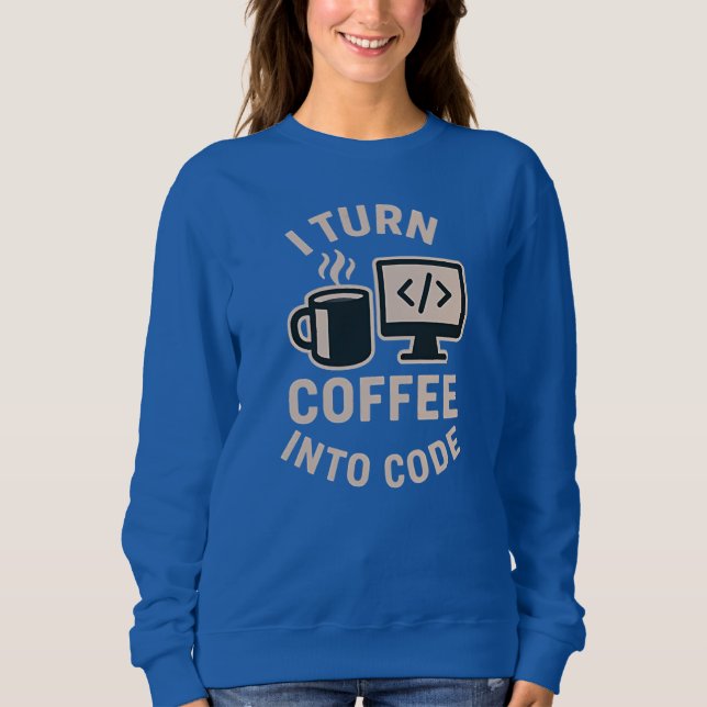 Camiseta Divertido Convierto Café En Código (Frente)