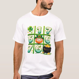 Camiseta Divertido Dia de São Patrício 6 7 Jogo da Velha do