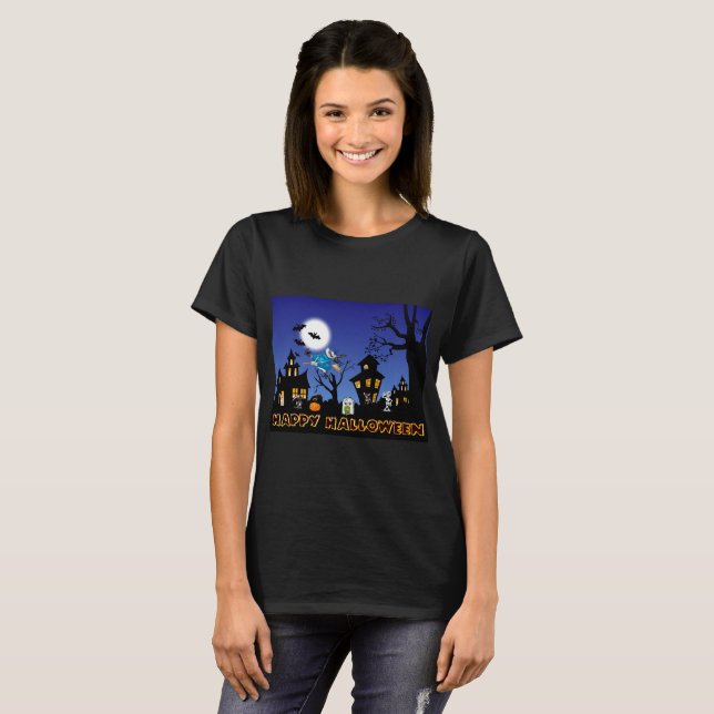 Camiseta Divertido e Spooky Chihuahua Halloween (Frente Completa)