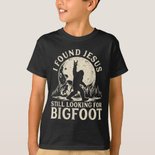 Camiseta Divertido Encontrou Jesus Procurando Bigfoot Crist