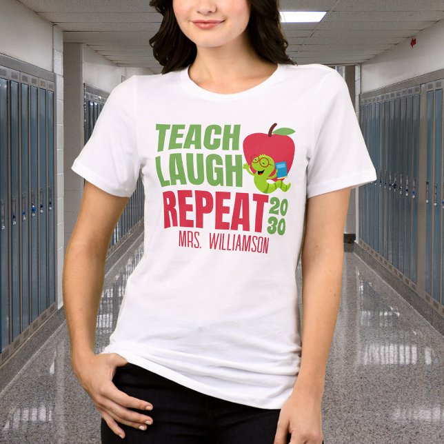 Camiseta Divertido Ensine Rir Repita Professor (Criador carregado)