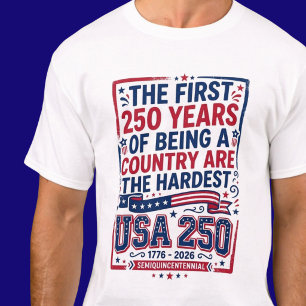 Camiseta Divertido EUA 250 Aniversário Patriótico Vermelho