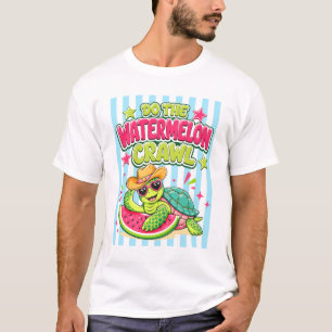 Camiseta Divertido Faça O Caranguejo De Melancia Listrado T