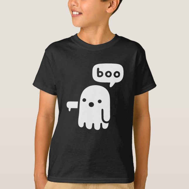 Camiseta Divertido Fantasma De Desaprovação Boo Halloween (Frente)