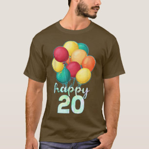 Camiseta Divertido Feliz Nascimento de Balões Coloridos de