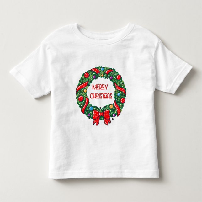Camiseta Divertido Feliz Natal Reef Vermelho Arco Moderno (Frente)