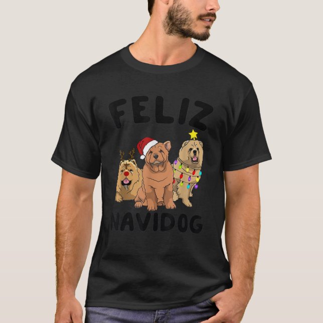 Camiseta Divertido Feliz Navidog Chow Chow presente para am (Frente)