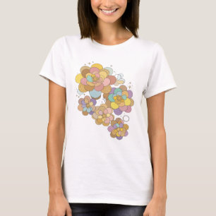 Camiseta Divertido Floral Fantasia Prateado Design Ousado