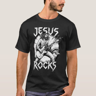 Camiseta Divertido Guitarrista Cristão Jesus
