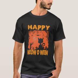Camiseta Divertido Halloween Feliz Meow O Ween