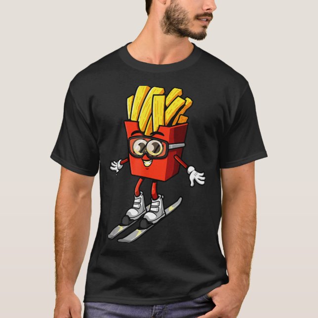 Camiseta Divertido instrutor de esqui batata frita francesa (Frente)
